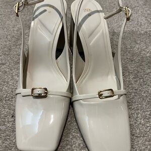 Zara White Heels with Ankle Straps